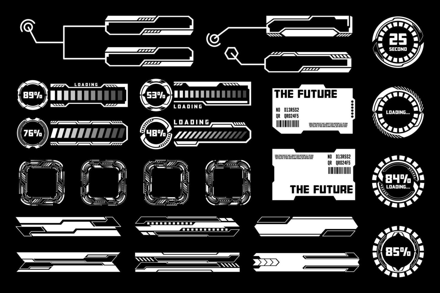 Set of Hud Futuristic UI Prototype and Loading Bar Design Elements Templates Simple Layout vector