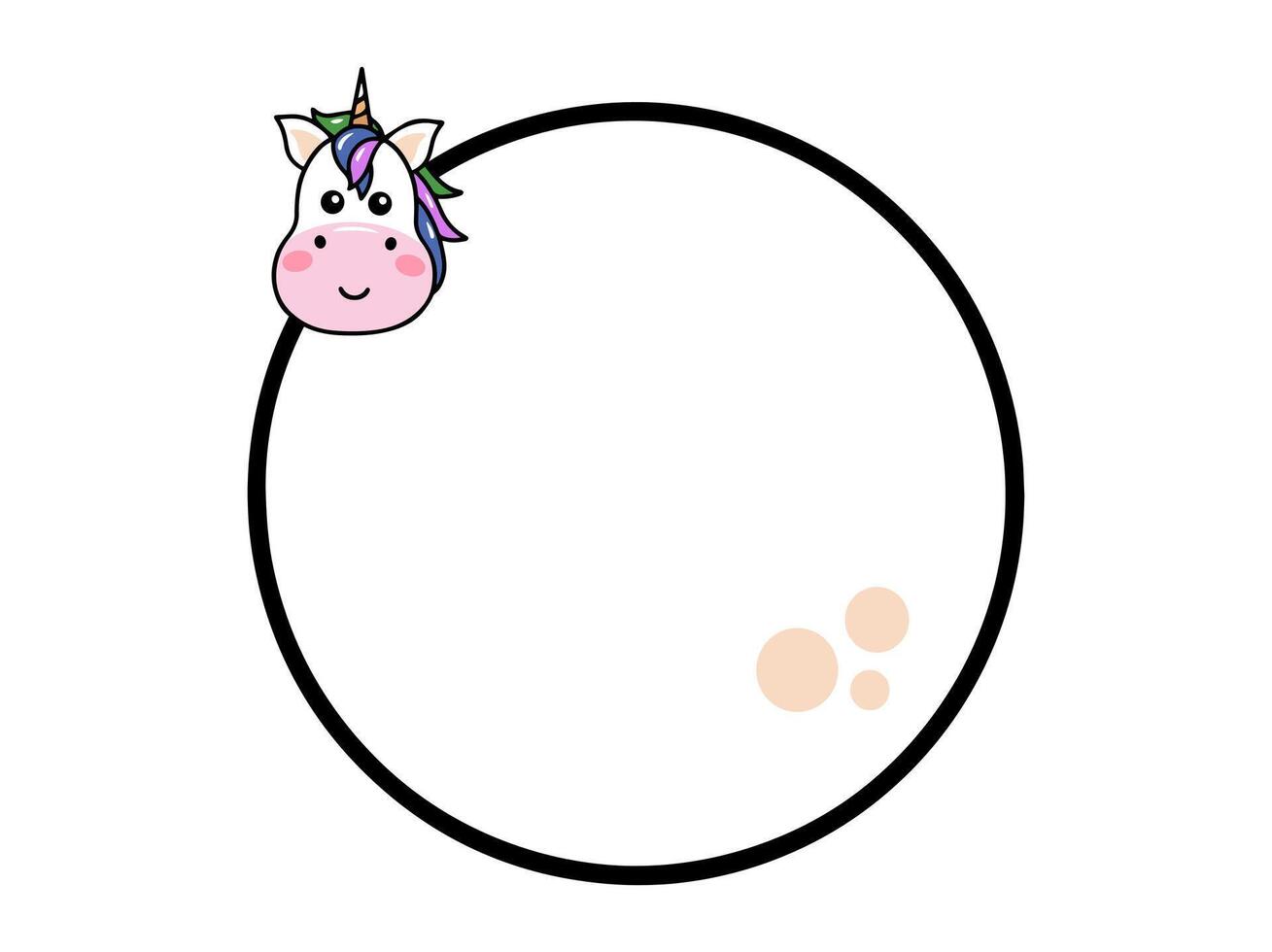 Unicorn Animal Head Circle Frame Background vector