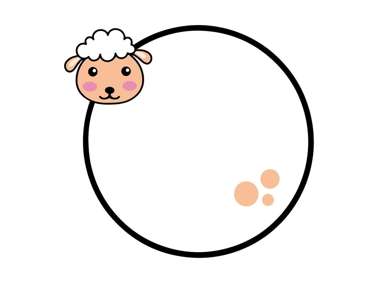 Sheep Animal Head Circle Frame Background vector