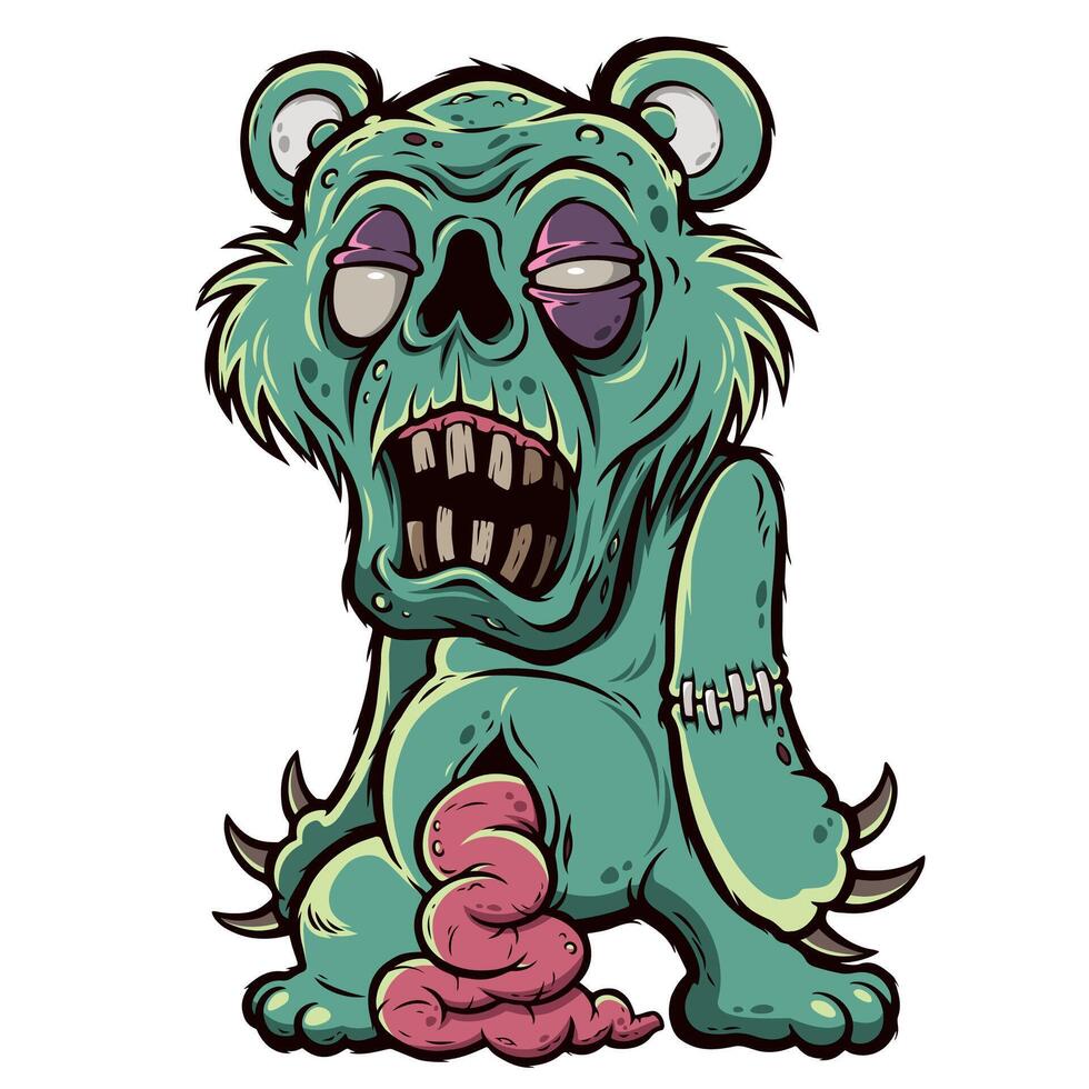 Teddy Zombie characters, Zombie Bear, Evil bear vector