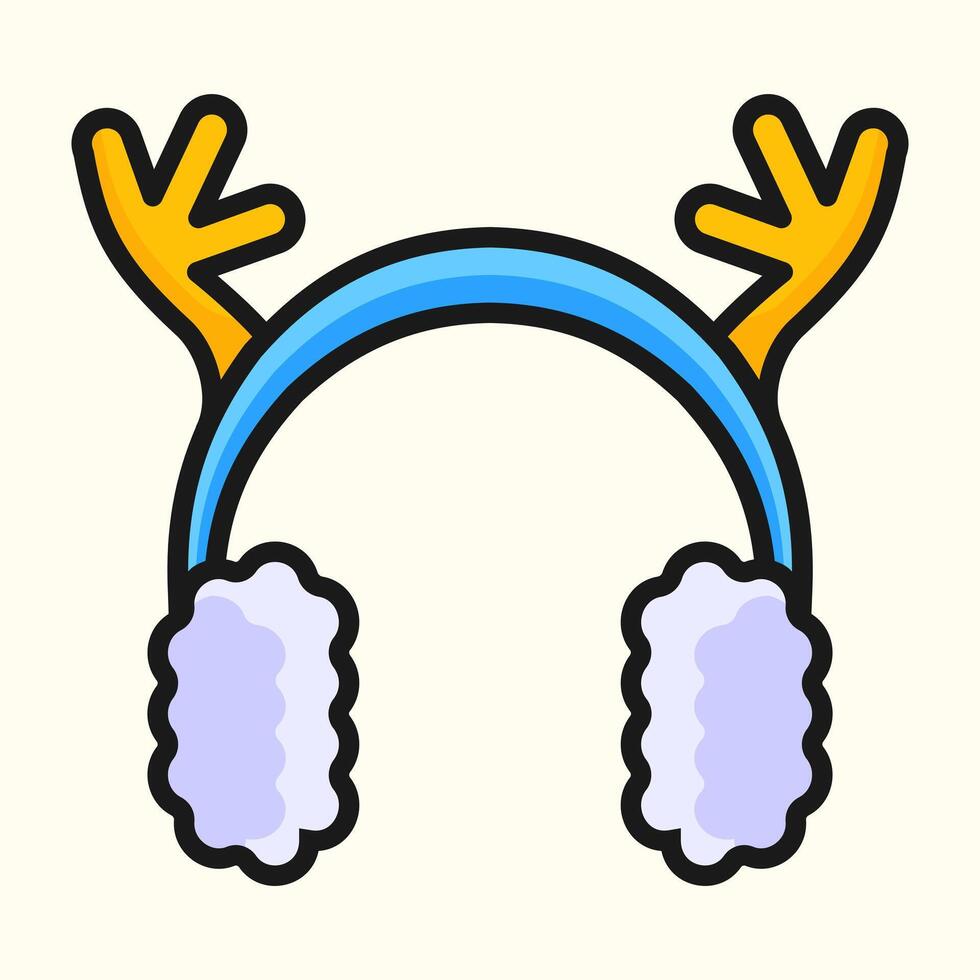 Earmuff antlers christmas icon vector