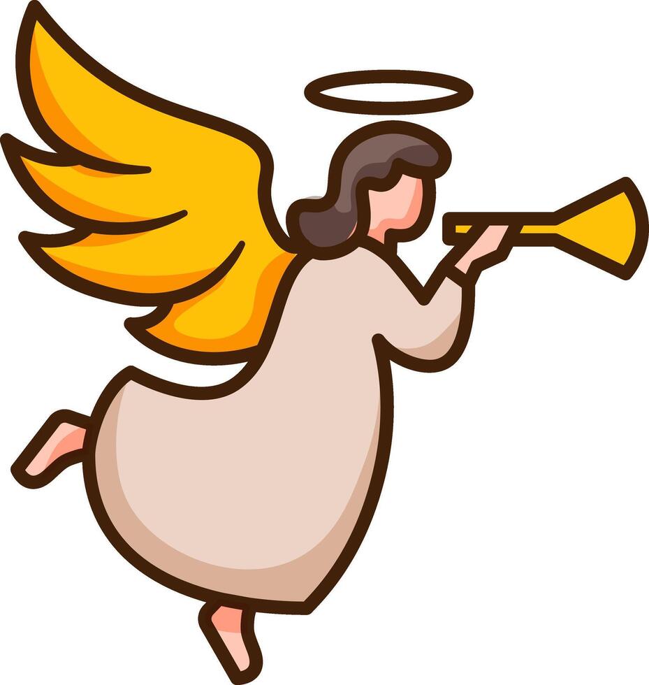 Christmas angel outline color icon. vector