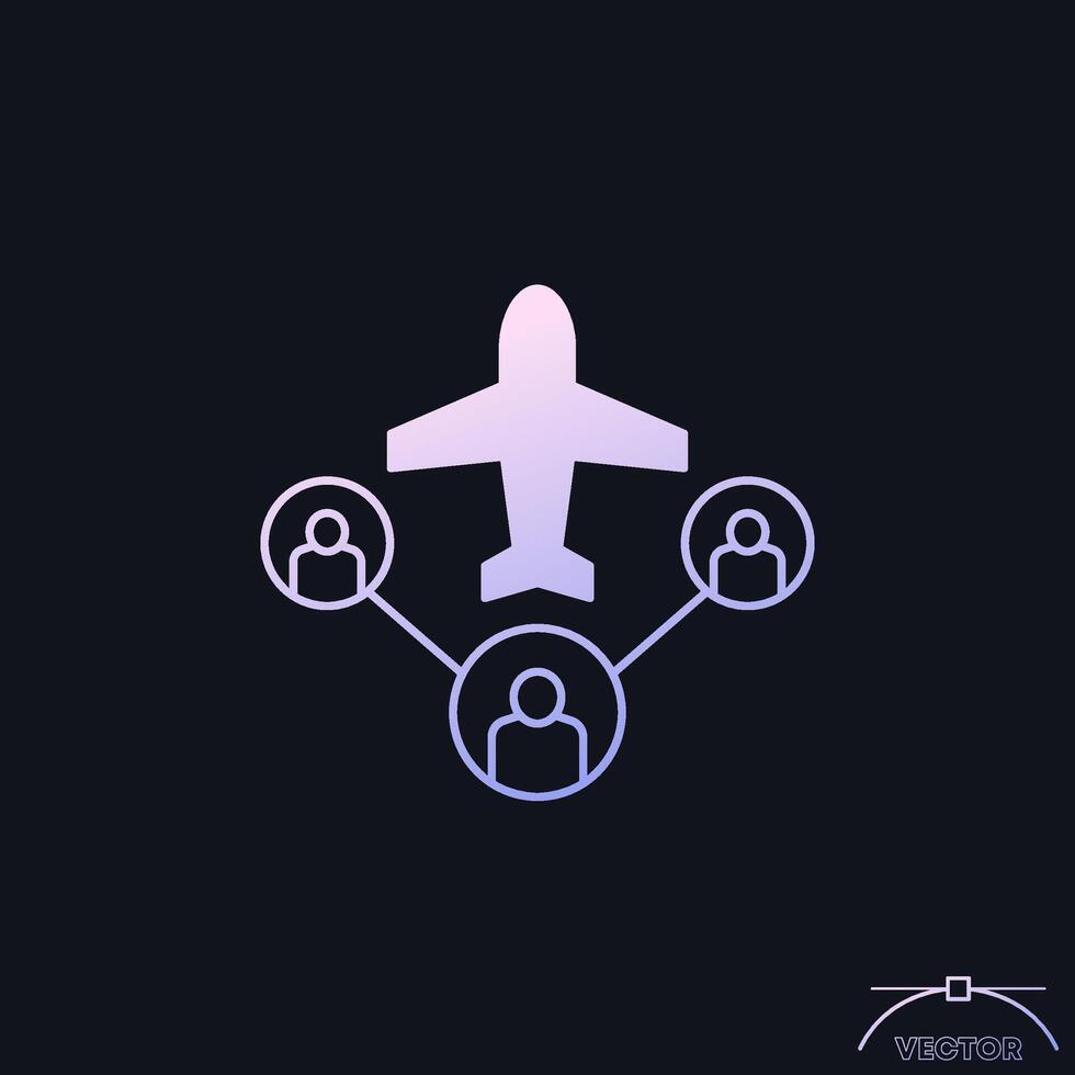 airplane and passengers icon, flight capacity vector