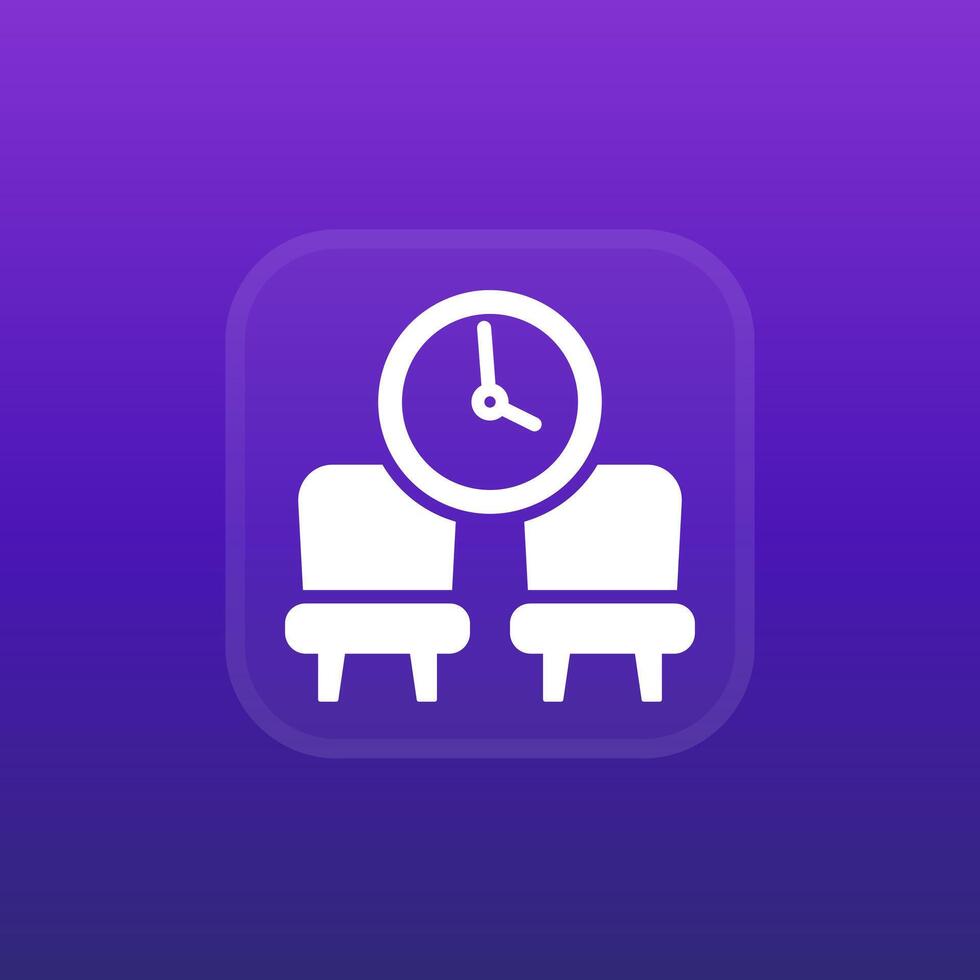 Waiting room white icon, vector