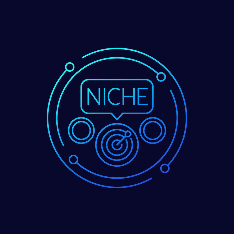 Niche market icon, linear design vector