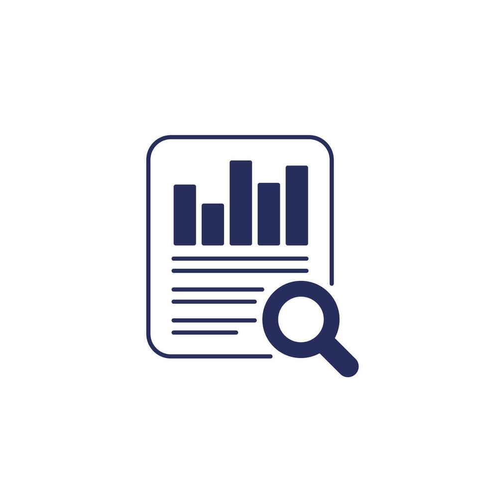 audit icon on white, auditing financial data vector