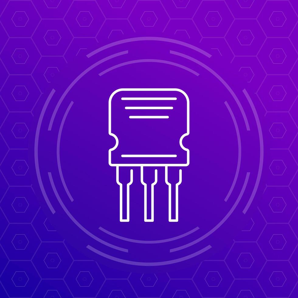 transistor line icon, semiconductor vector