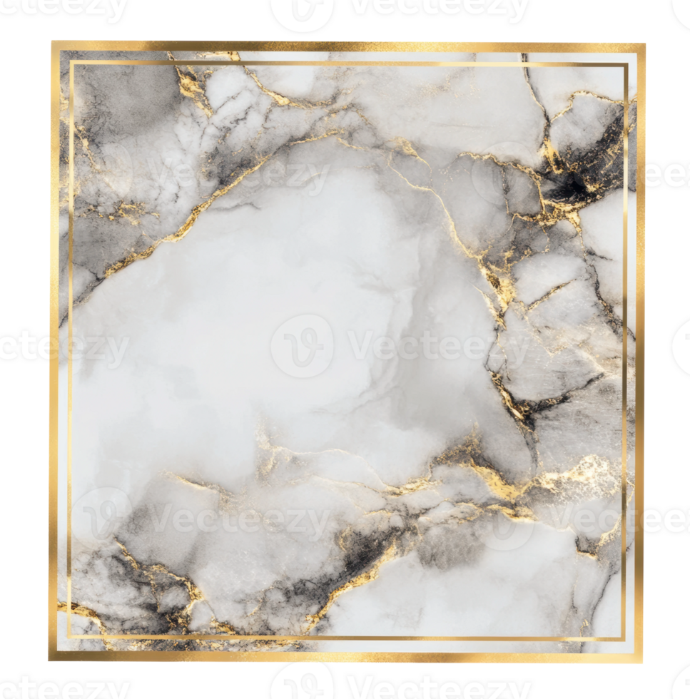Elegant marble pattern with gold accents, cut out - stock . png