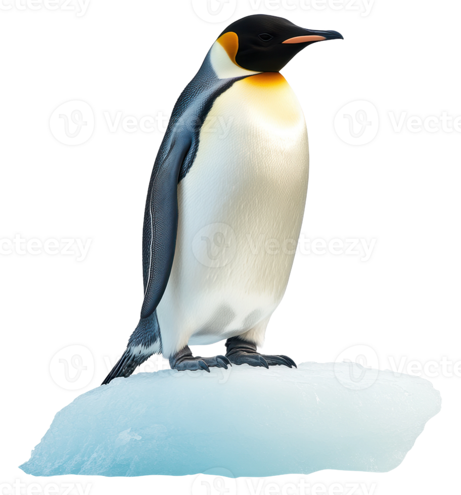 Emperor penguin standing on an ice platform, cut out - stock . png