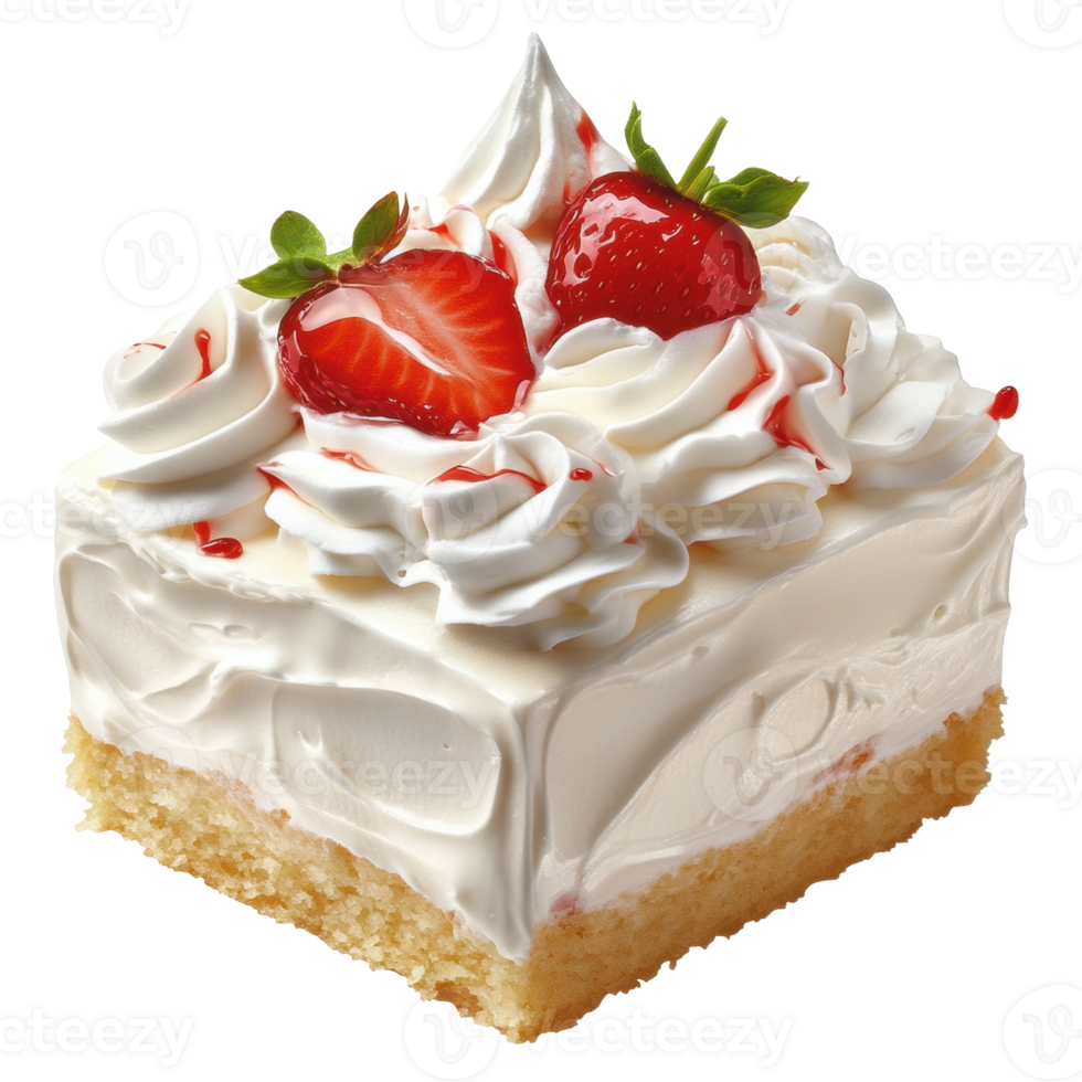 Delicious strawberry shortcake dessert with cream, cut out - stock . png