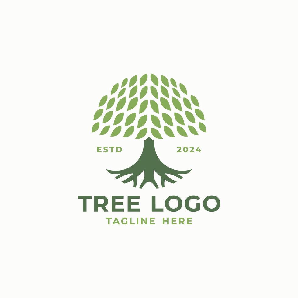 Simple tree with roots logo design template vector