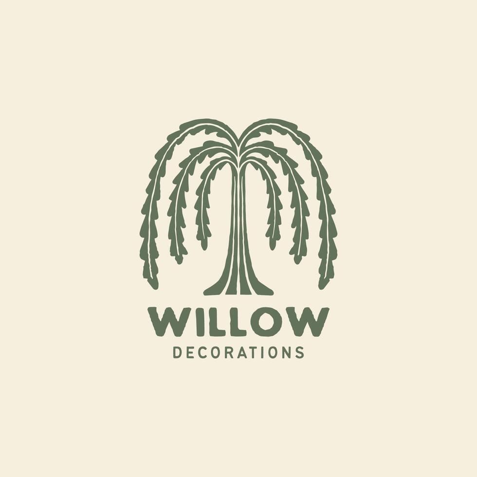 Vintage willow tree logo design template vector