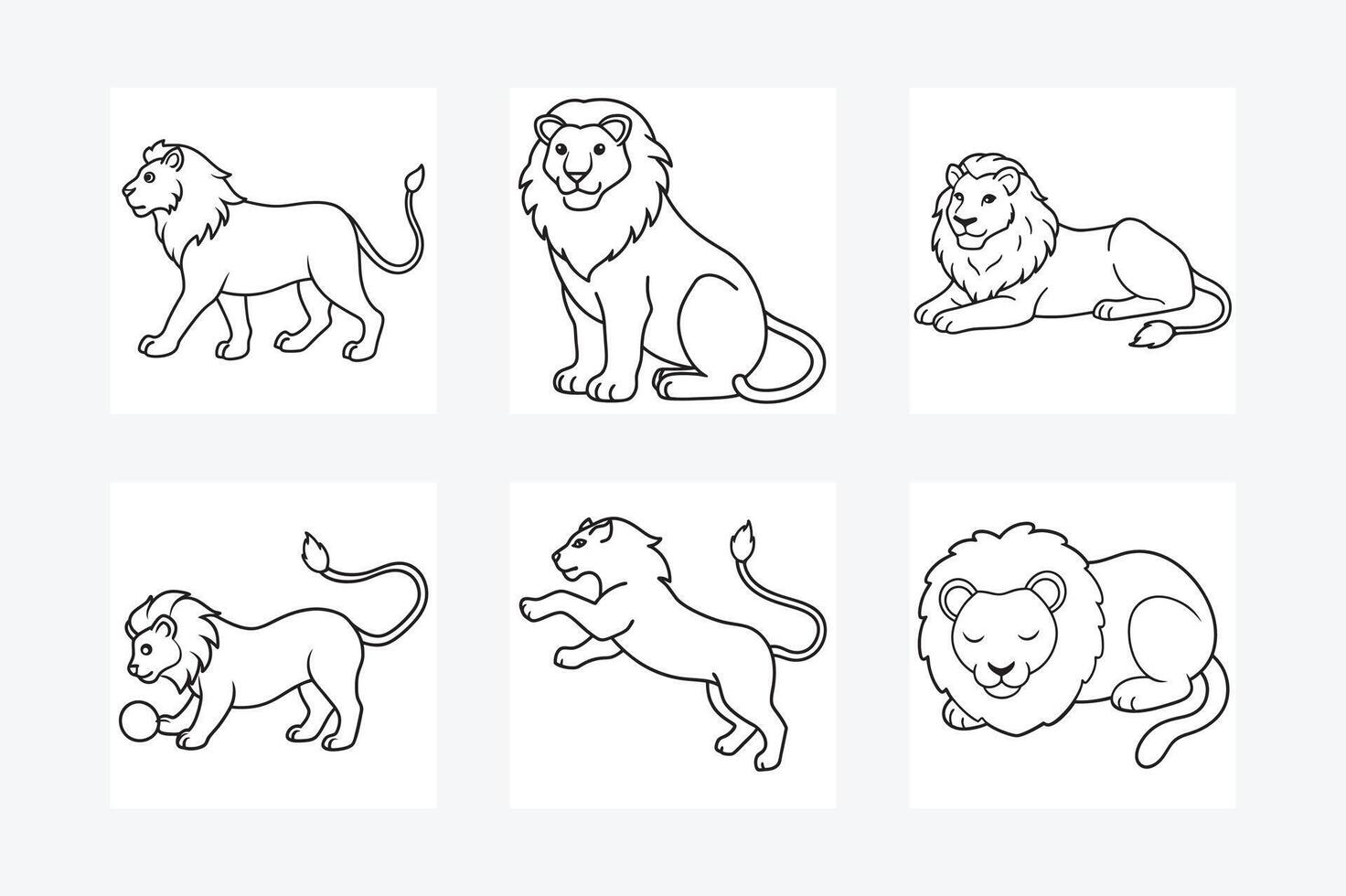 Lion line Art Bundle vector