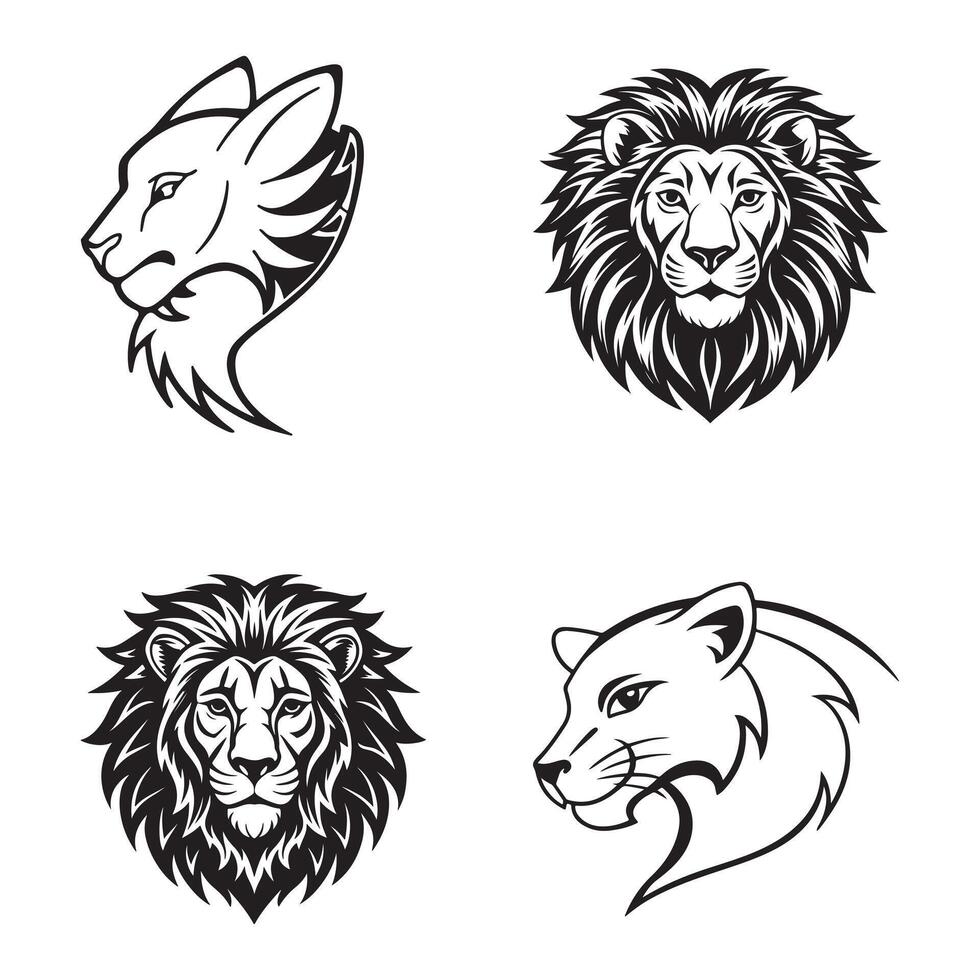 Lion Head Silhouette for Designers. vector