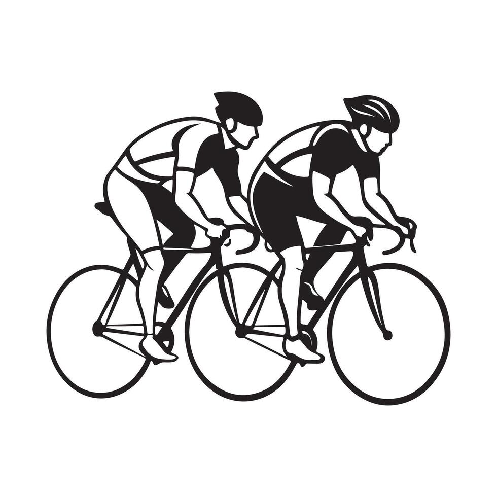 Professional Cyclists Silhouette Outline Graphics for Designers. vector