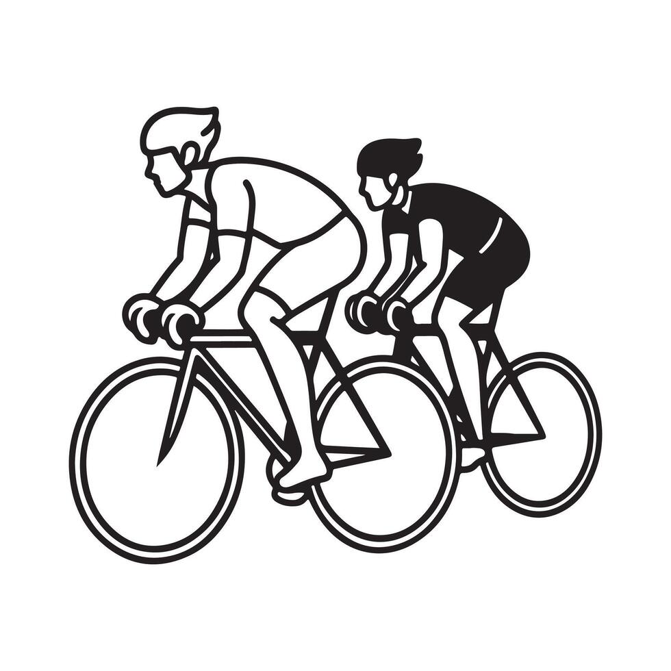 Free Professional Cyclists Outline Silhouette Art. vector