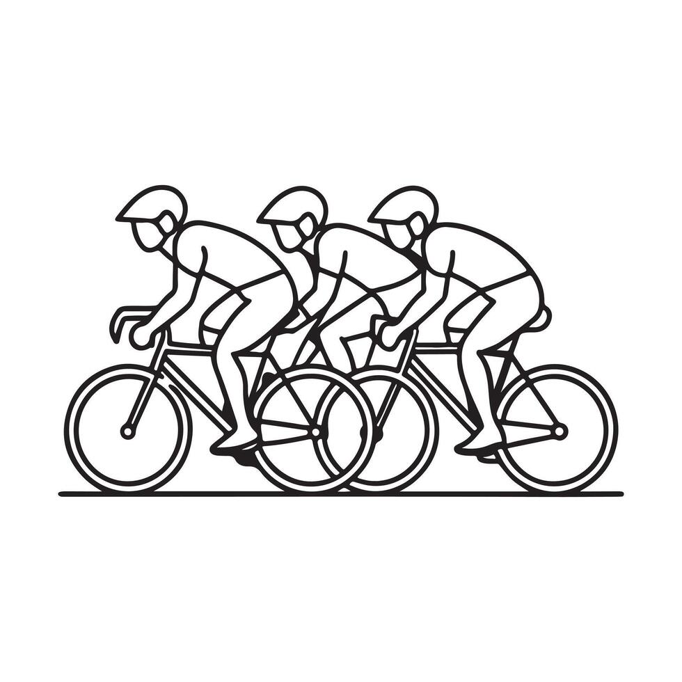 Professional Cyclists Outline Silhouette Art for Graphic Design. vector