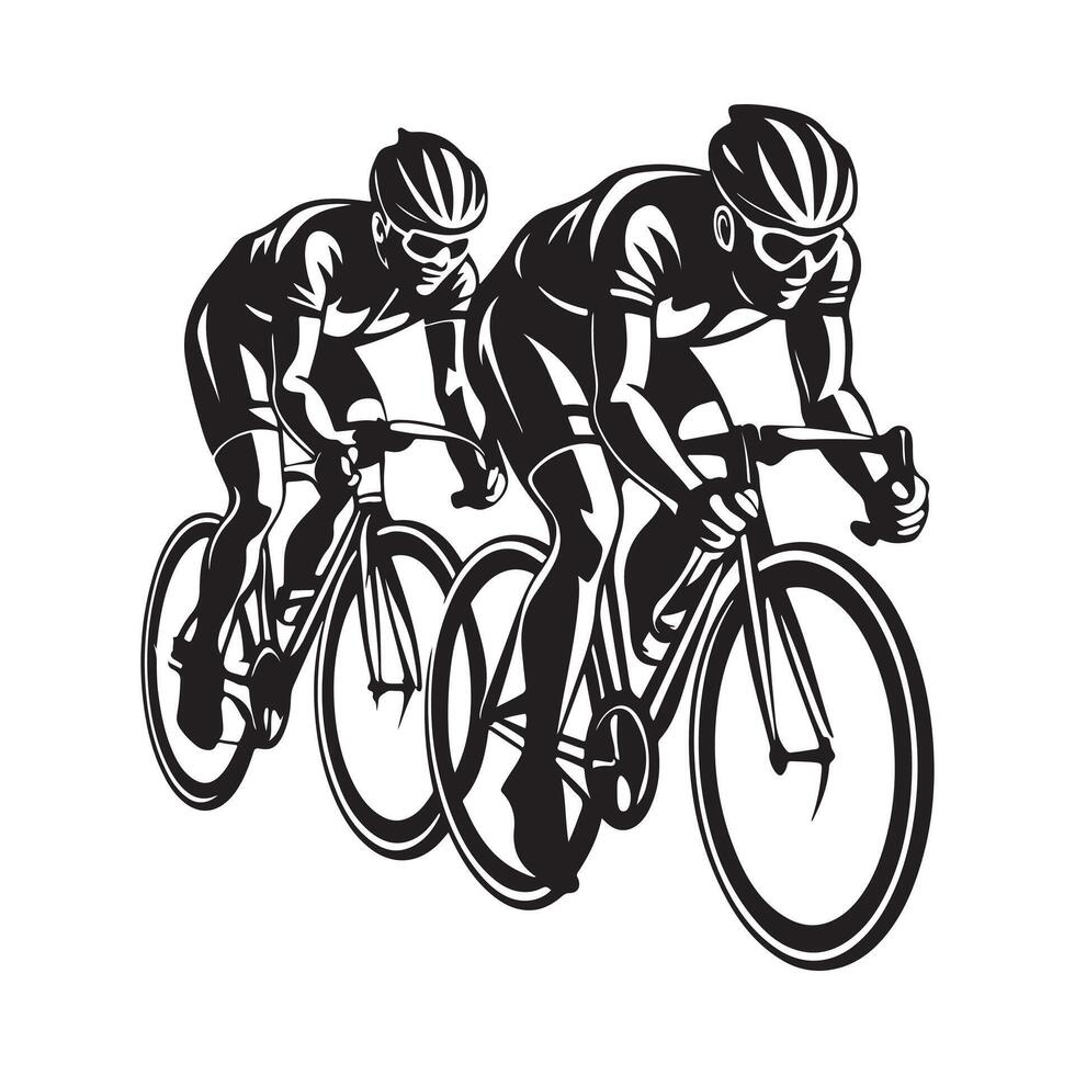 Cyclist Silhouette Outline Art. vector