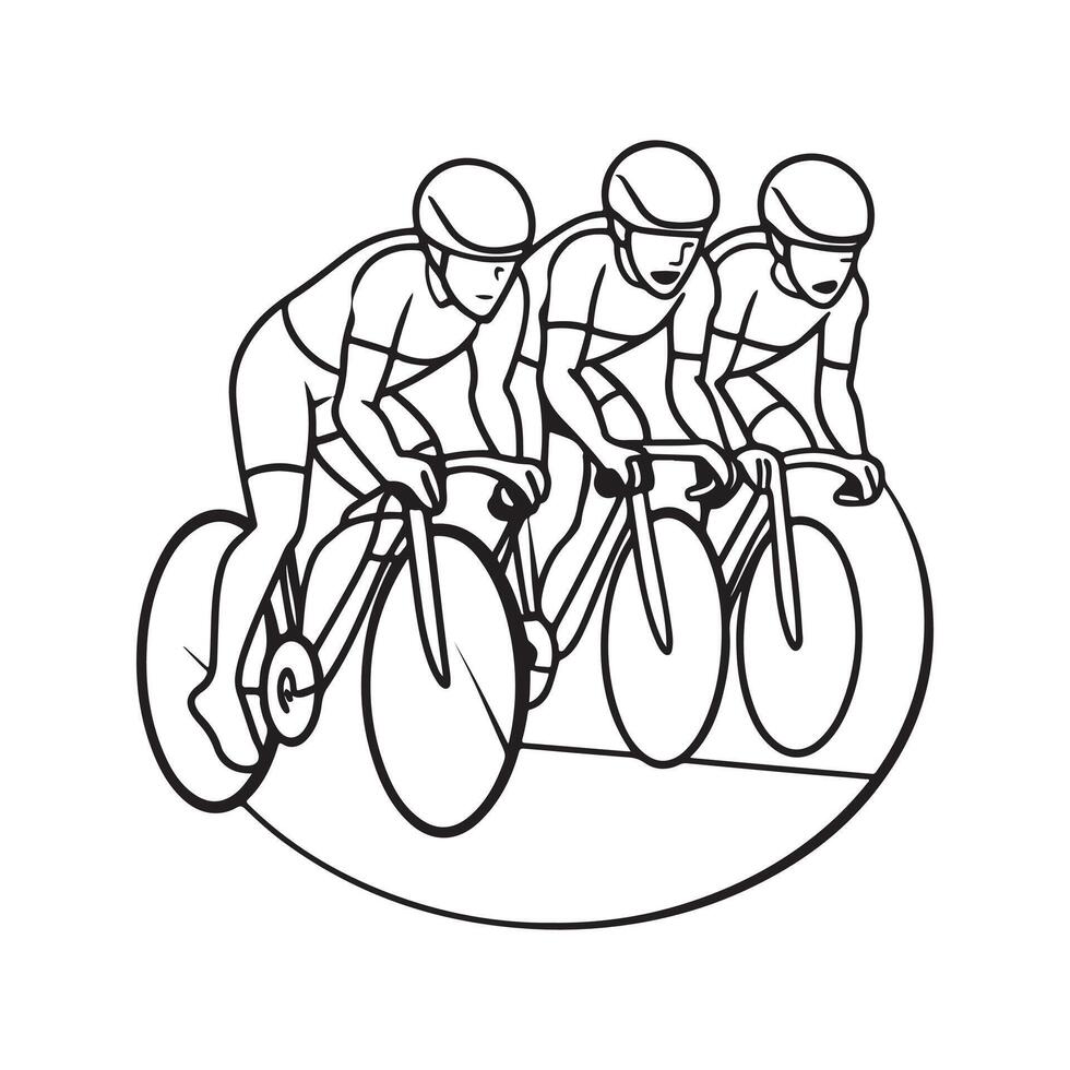 Perfect Outline Silhouette Art of Professional Cyclists. vector