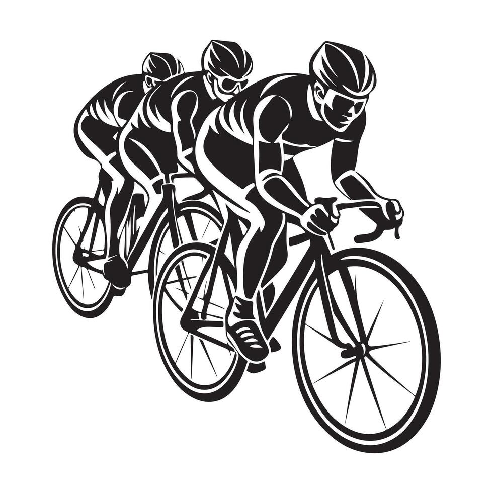 Customizable Professional Cyclists Outline Silhouette Art. vector