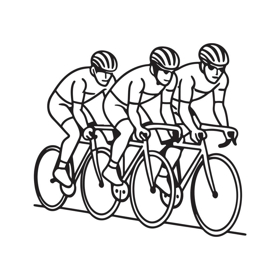 Cyclist Outline Silhouette Art for Professional Design Projects. vector