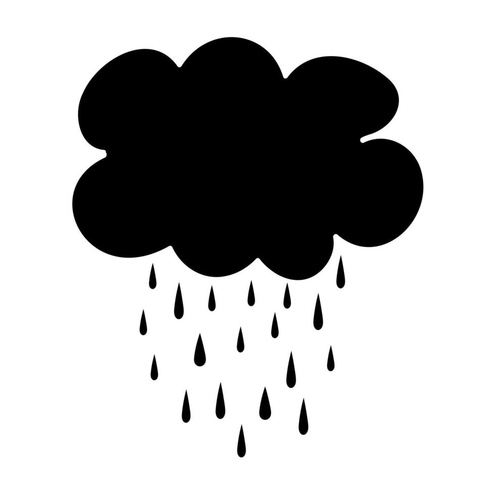 Thundercloud.Silhouette of a thundercloud with rain. Black cloud symbol vector