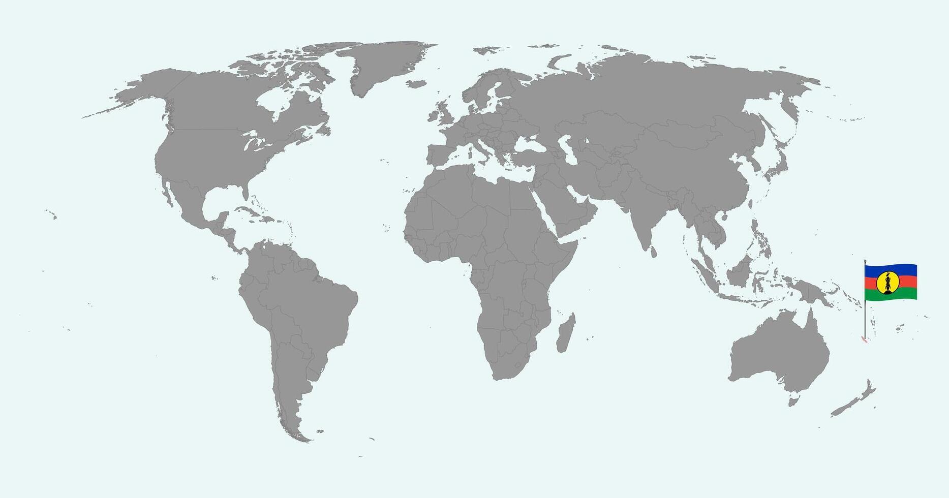 Pin map with New Caledonia flag on world map. illustration. vector