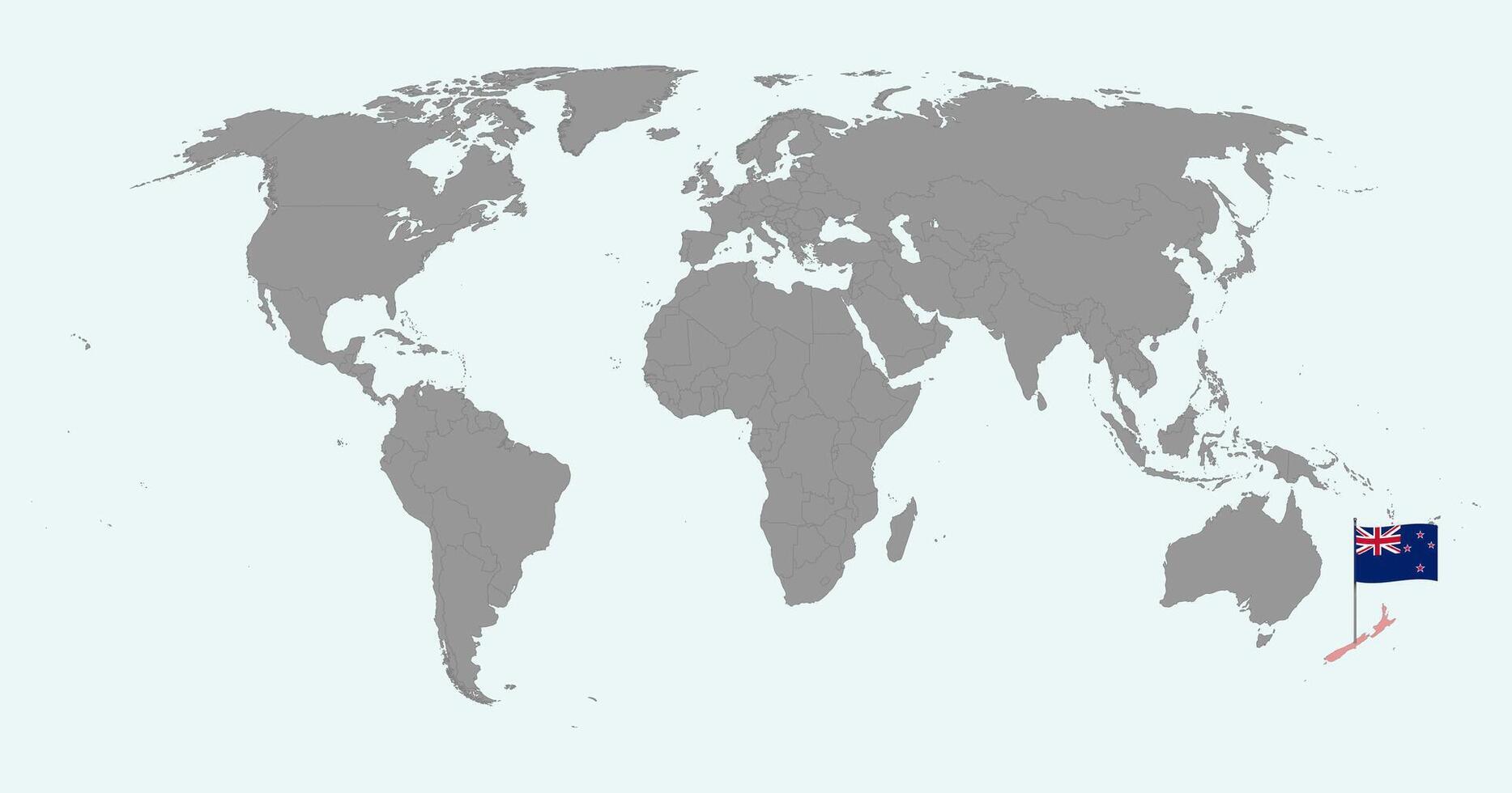 Pin map with New Zealand flag on world map. illustration. vector