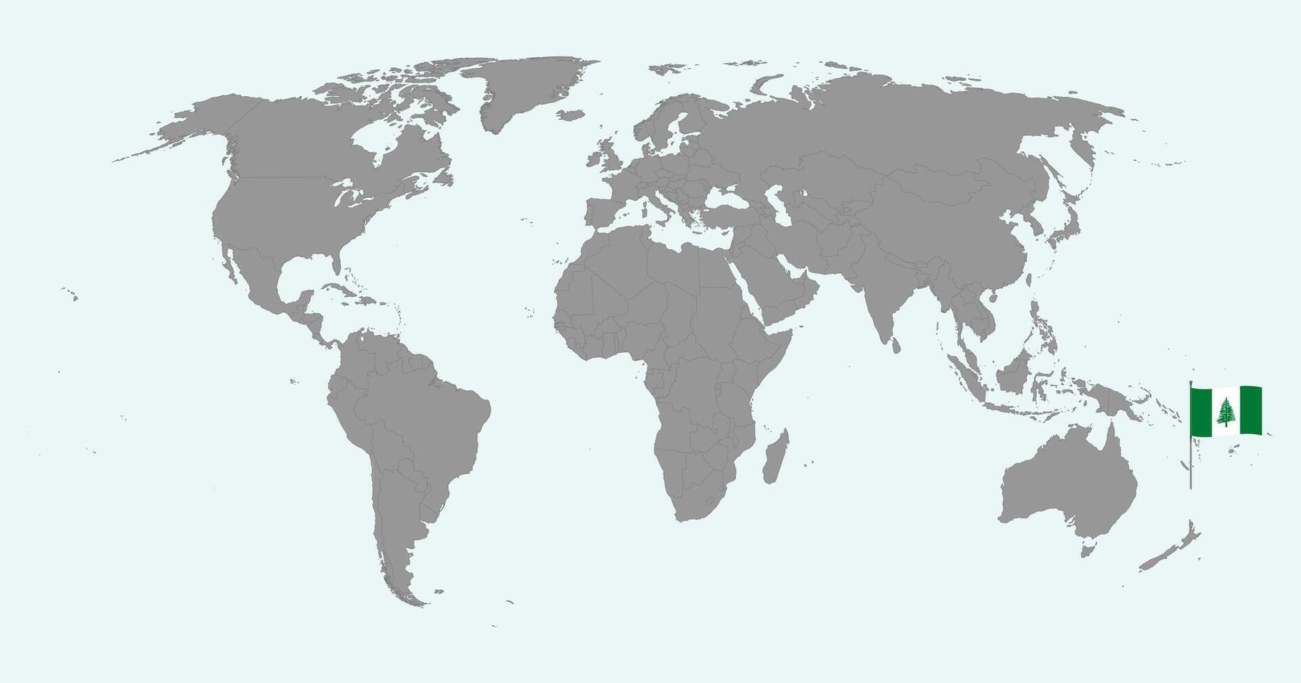 Pin map with Norfolk Island flag on world map. illustration. vector