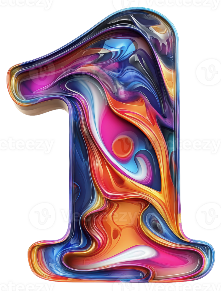 Colorful abstract number one design, cut out - stock . png