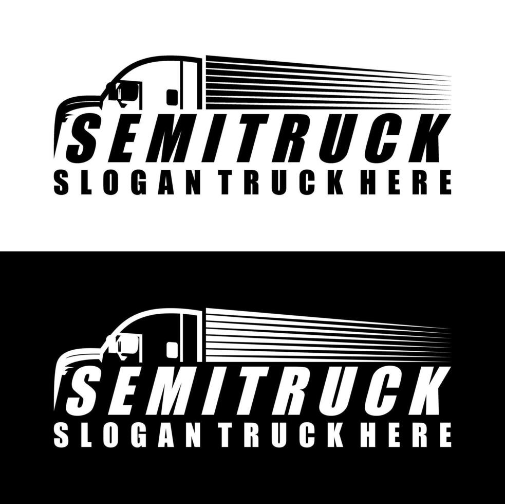 semi truck line logo illustration design vector