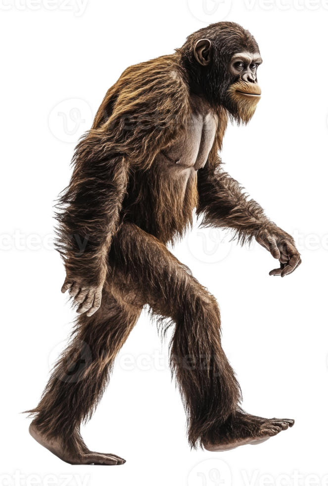 Early hominin walking upright in a natural setting, cut out - stock . png
