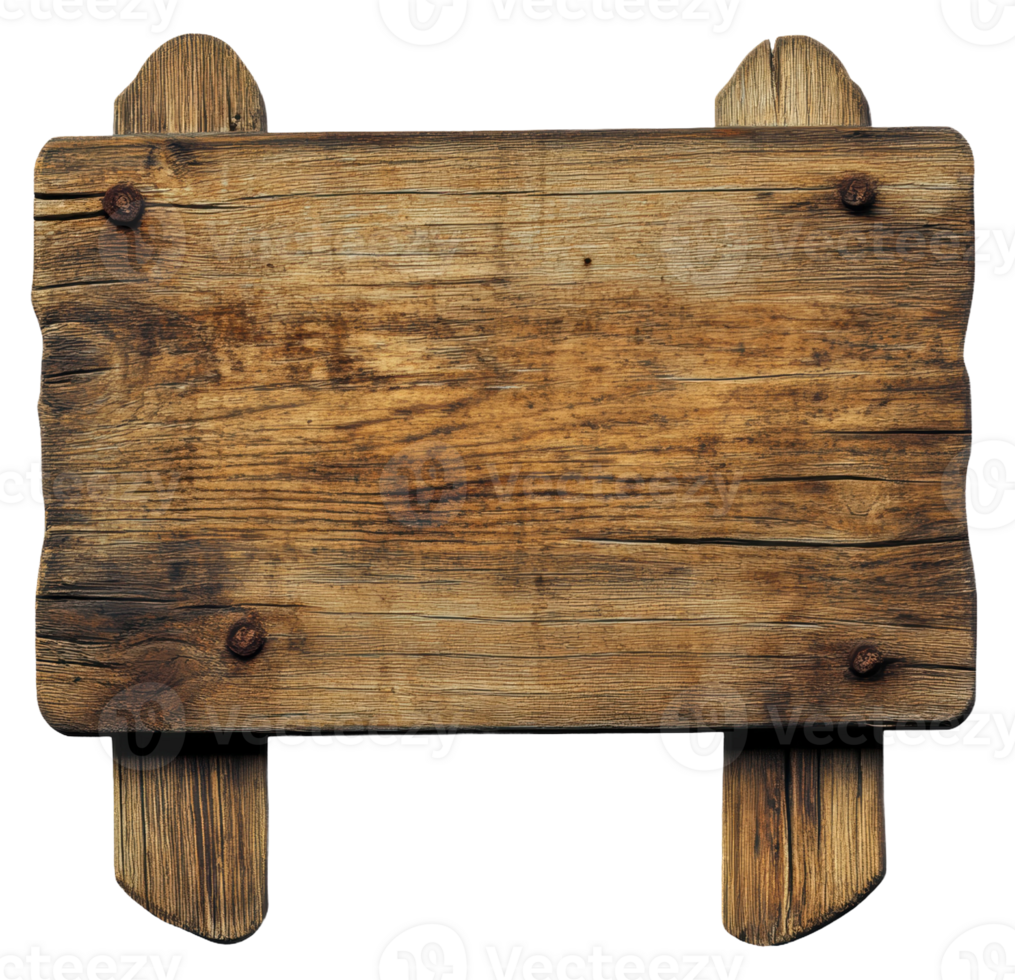 Wooden signboard with rustic design, cut out - stock . png