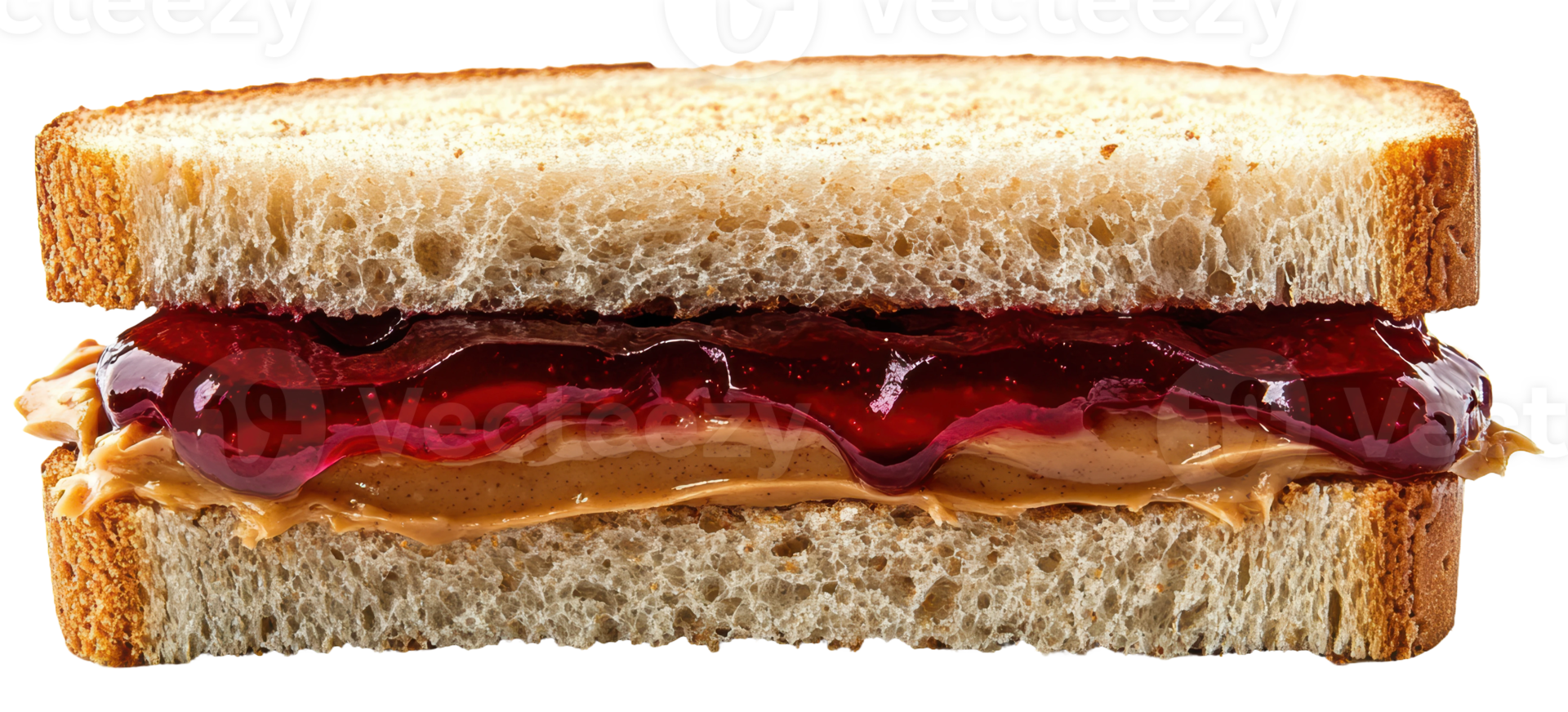 Classic peanut butter and jelly sandwich on bread, cut out - stock . png