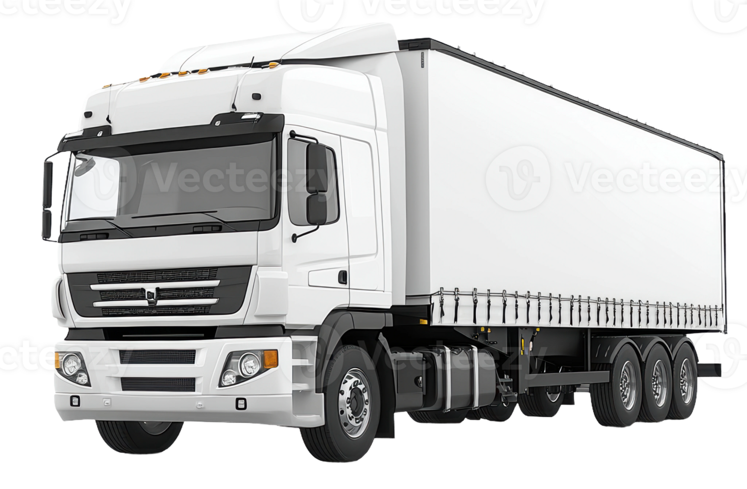 White semi-truck parked on a delivery route, cut out - stock . png