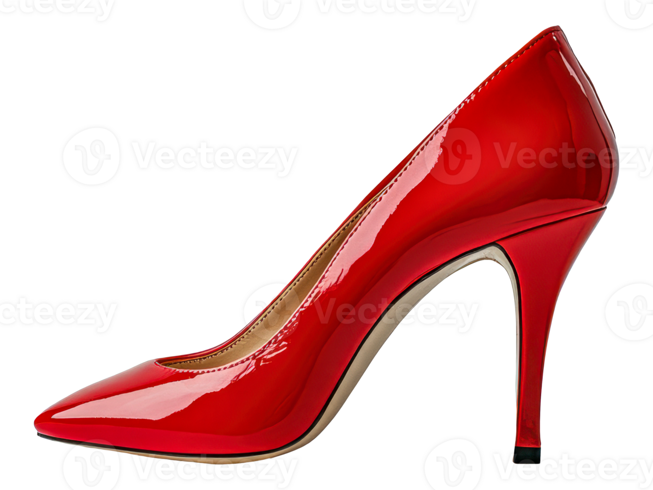 Elegant red high heel shoe, cut out - stock . png