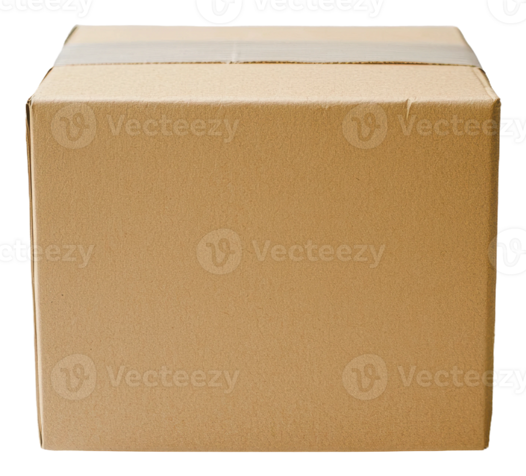 Plain cardboard box ready for delivery, cut out - stock . png