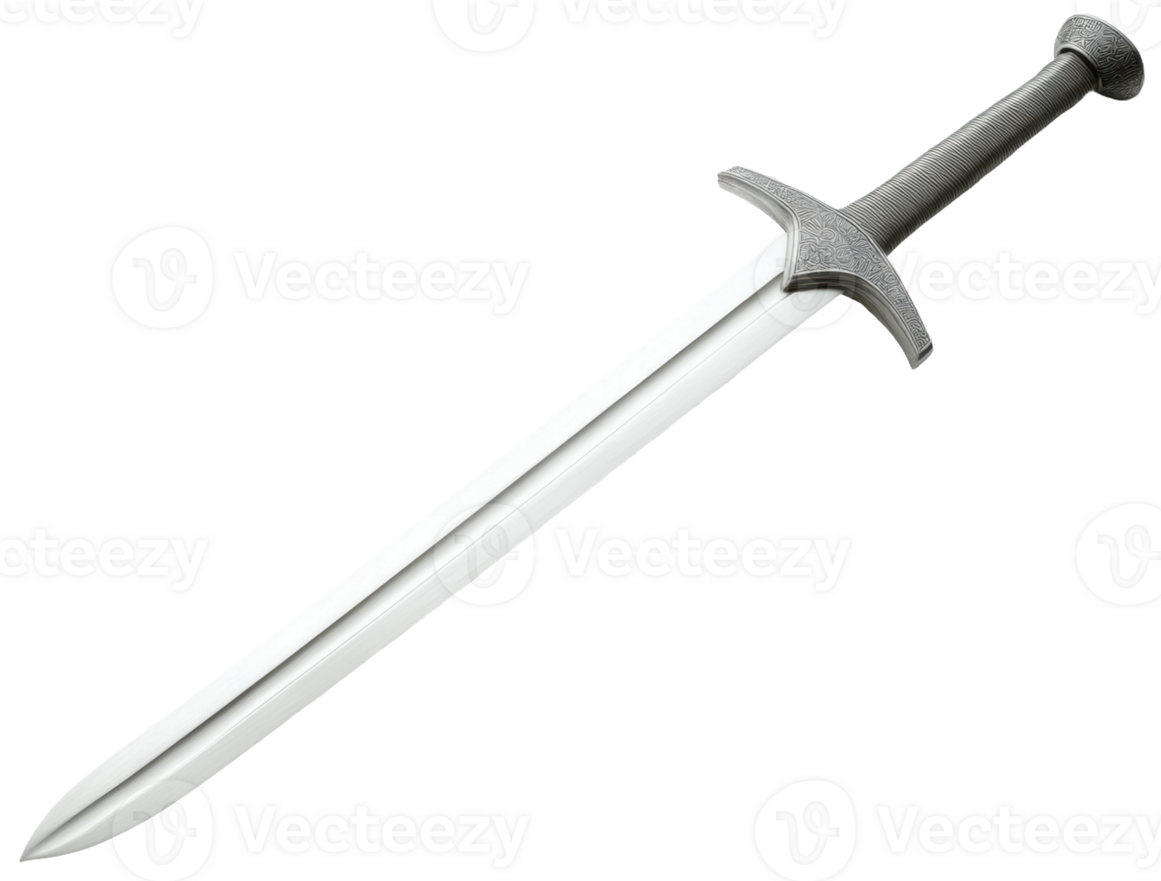 A gleaming medieval sword, cut out - stock . png