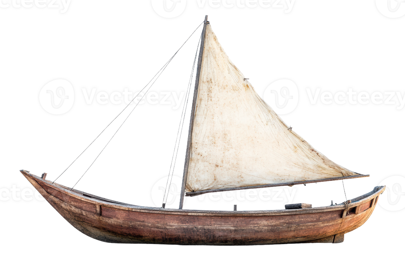 traditionell segling båt med en vit segla dockad, skära ut - stock . png