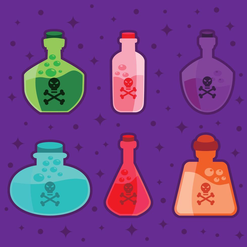 Set Collection Poison Ornament For Halloween vector