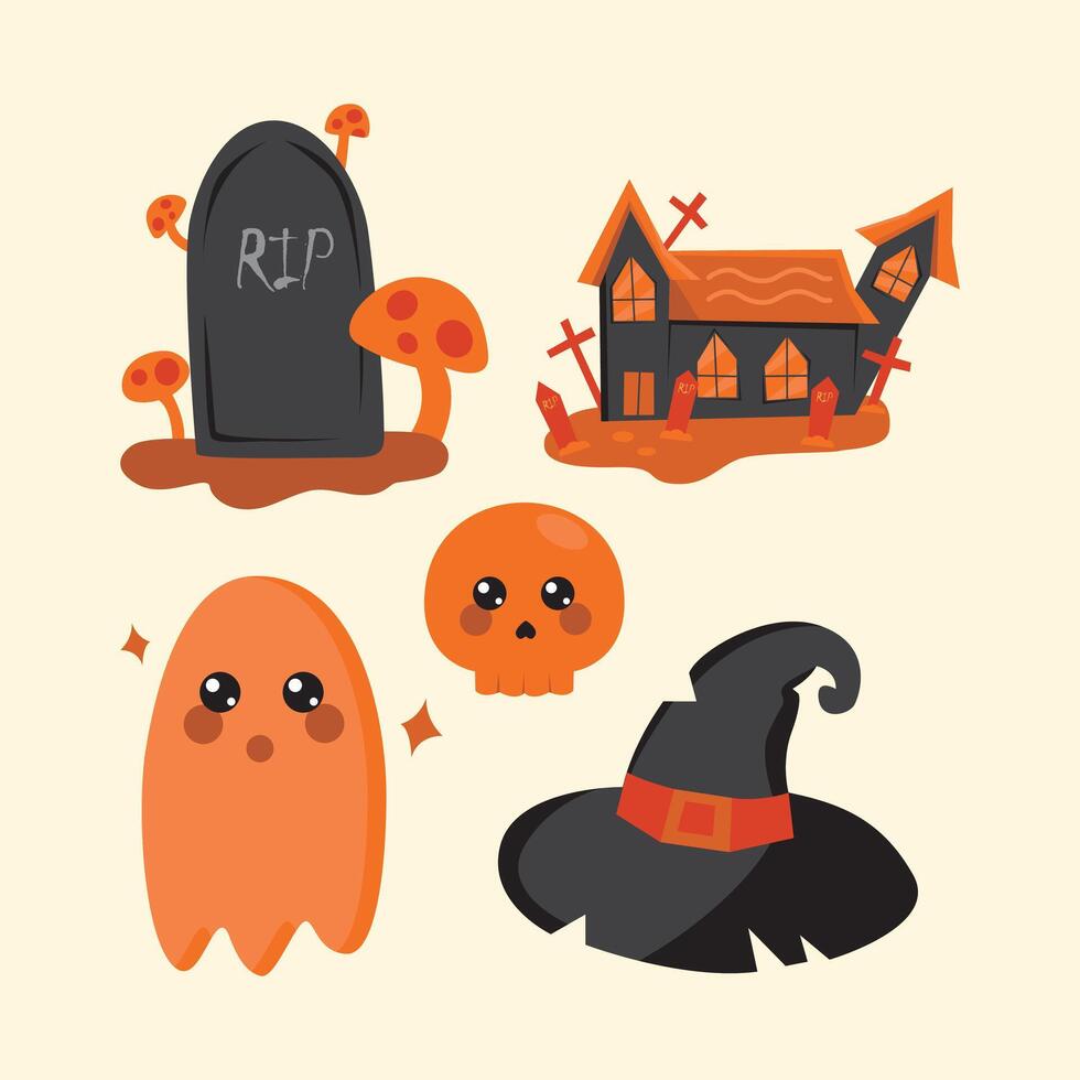 Set For Happy Halloween Element Collection vector