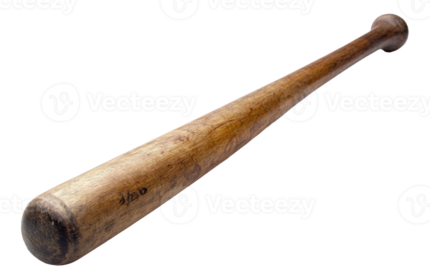 Wooden baseball bat lying, cut out - stock . png