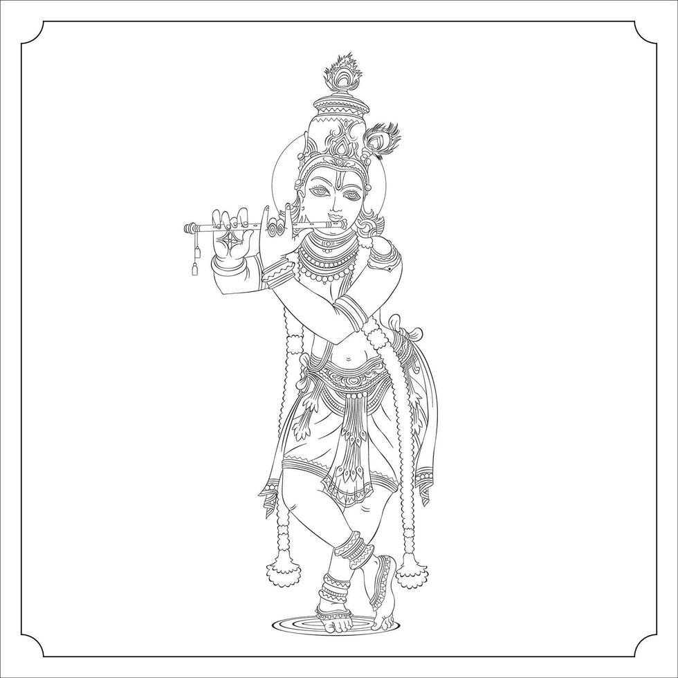 Hindu Goddess Krsnavatara outline illustration vector