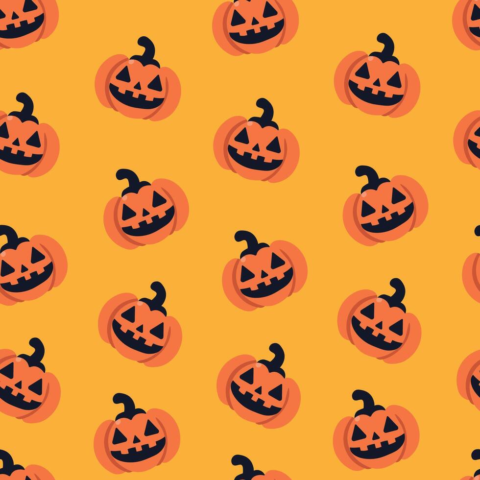 Halloween Pumpkin Pattern - Seamless Jack-o-Lantern Background vector