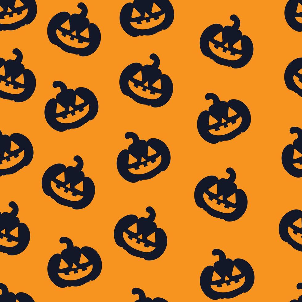 Halloween Pumpkin Pattern on Orange Background vector