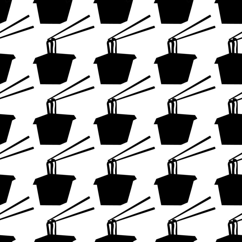 red box with noodles and chopsticks sticking vector