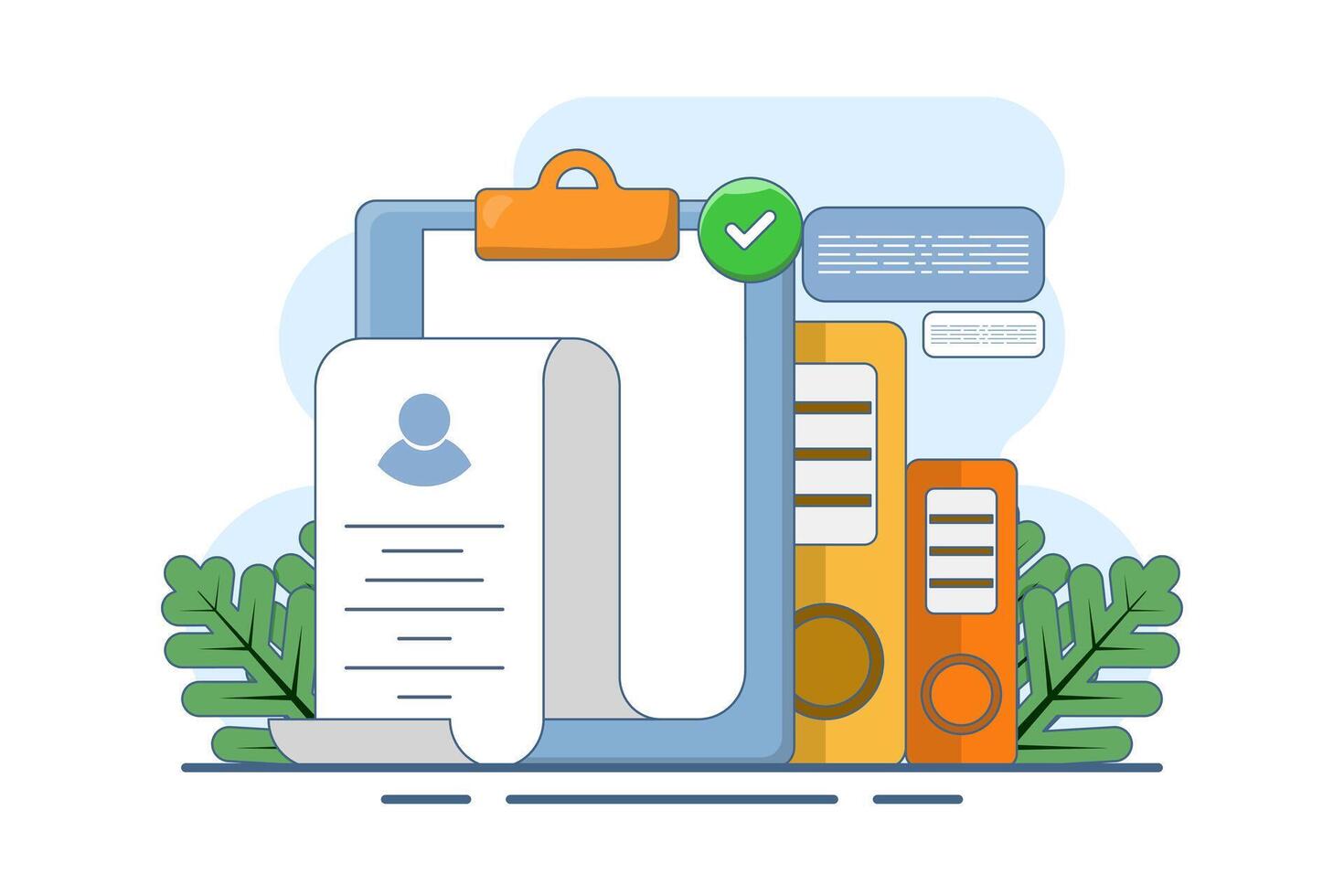 Recruitment job concept. Online job interview, HR Manager looking for potential job candidates and analyzing CV, applying for job positions, job recruitment process. Flat illustration. vector