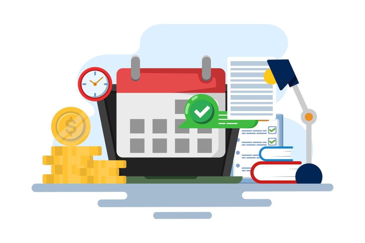 Monthly recurring income concept, income, making money, Calendar with monthly payment dates, recurring income payments. flat illustration on background. vector