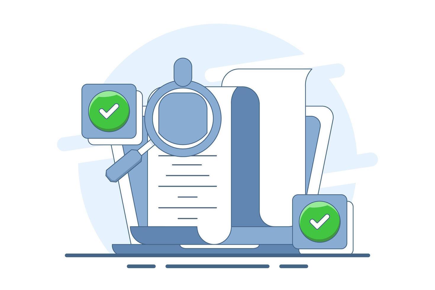 Recruitment job concept. Online job interview, HR Manager looking for potential job candidates and analyzing CV, applying for job positions, job recruitment process. Flat illustration. vector