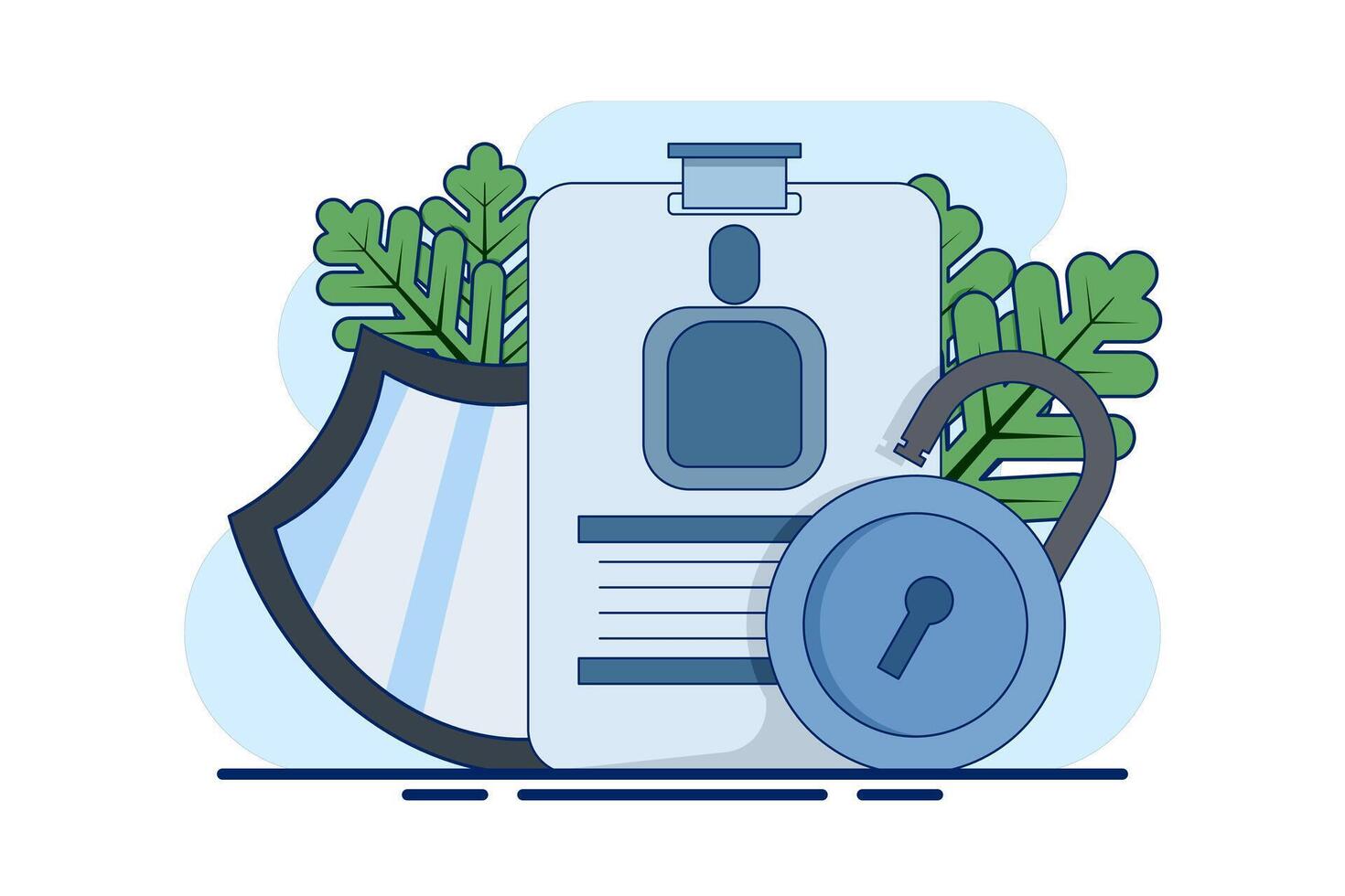 Identity card concept, plastic smart card with personal information about a person. Information protection, electronic protection. illustration in flat style on background. vector